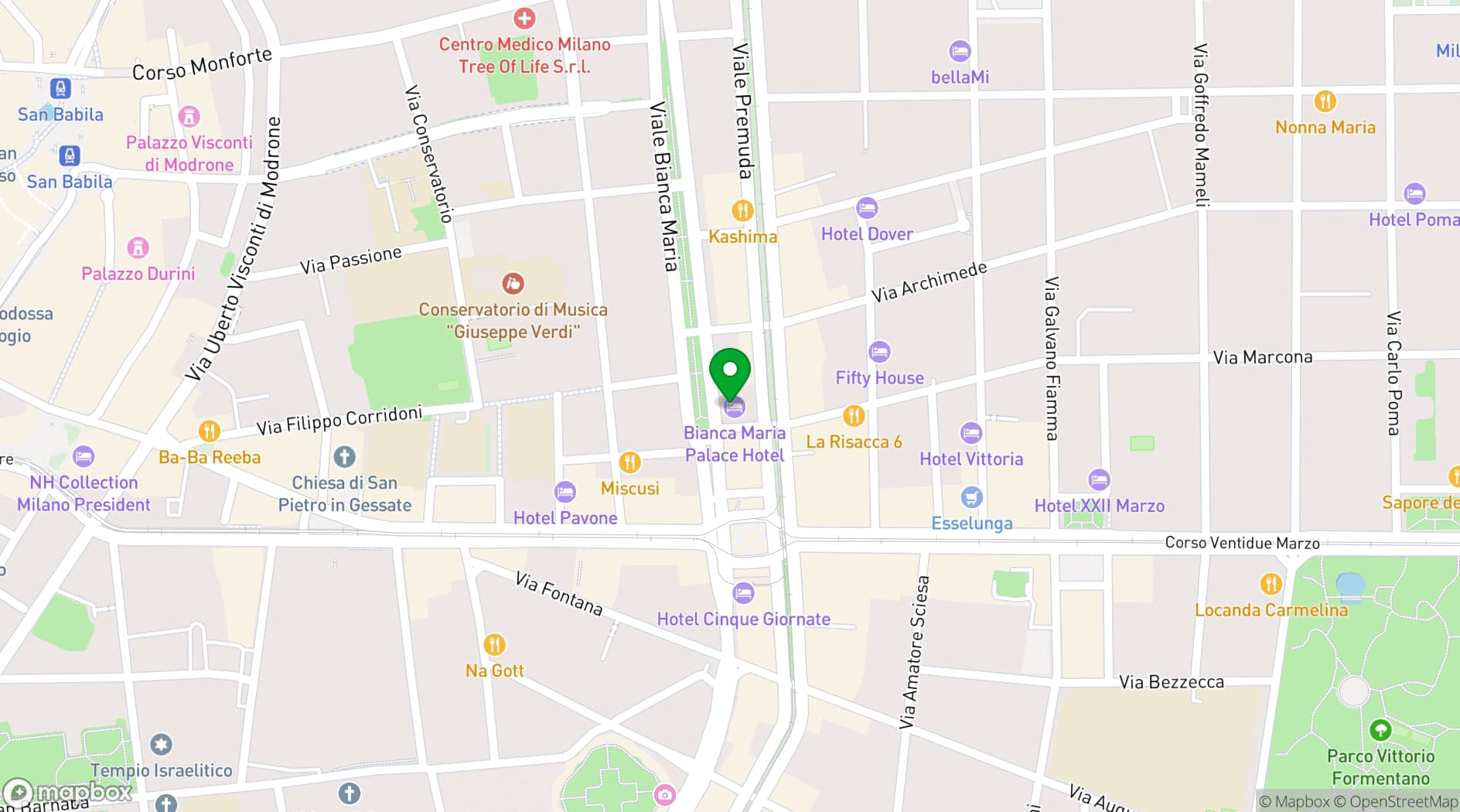 Map showing Bianca Maria Palace Hotel