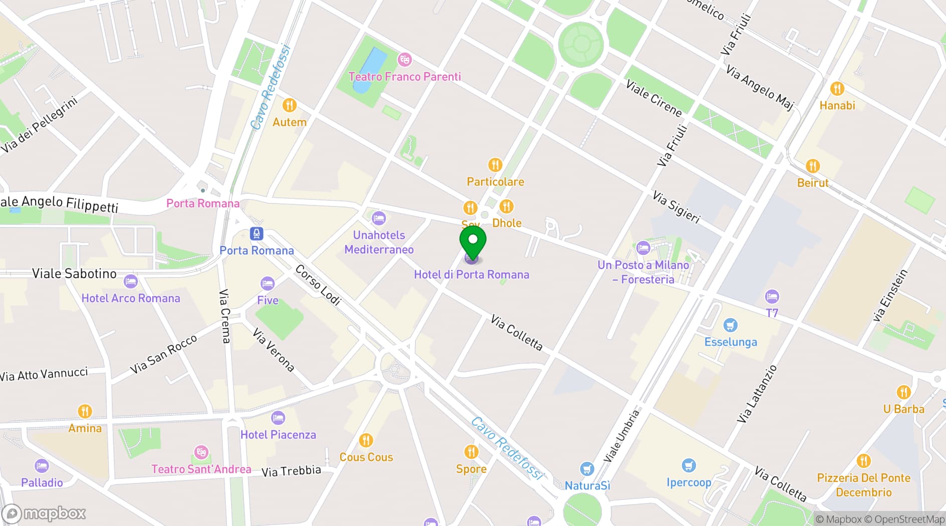 Map showing Hotel di Porta Romana