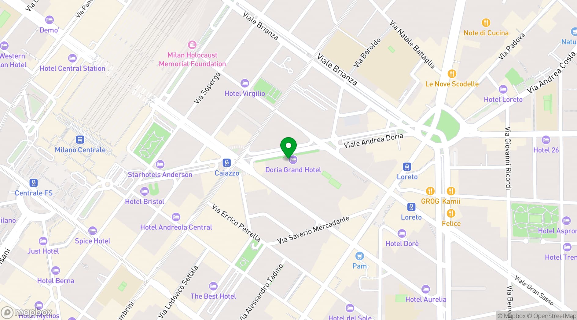 Map showing Doria Grand Hotel