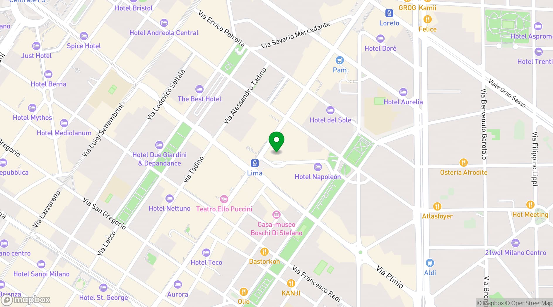 Map showing UNAHOTELS Galles Milano