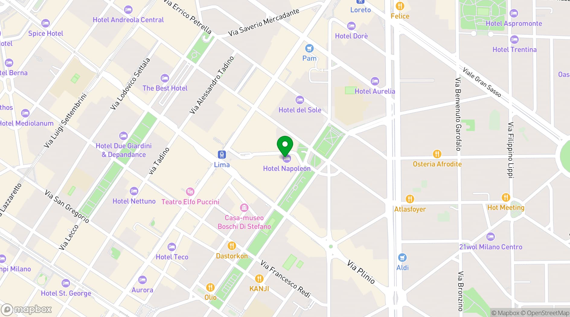 Map showing Napoleon Hotel