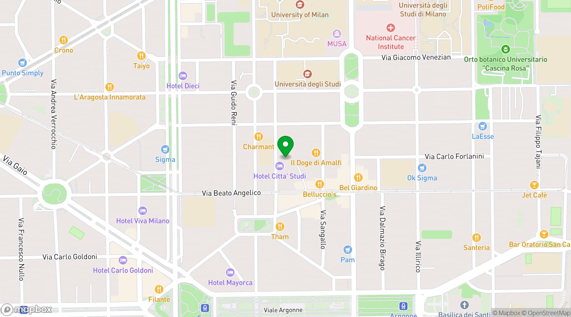 Map showing Hotel Città Studi