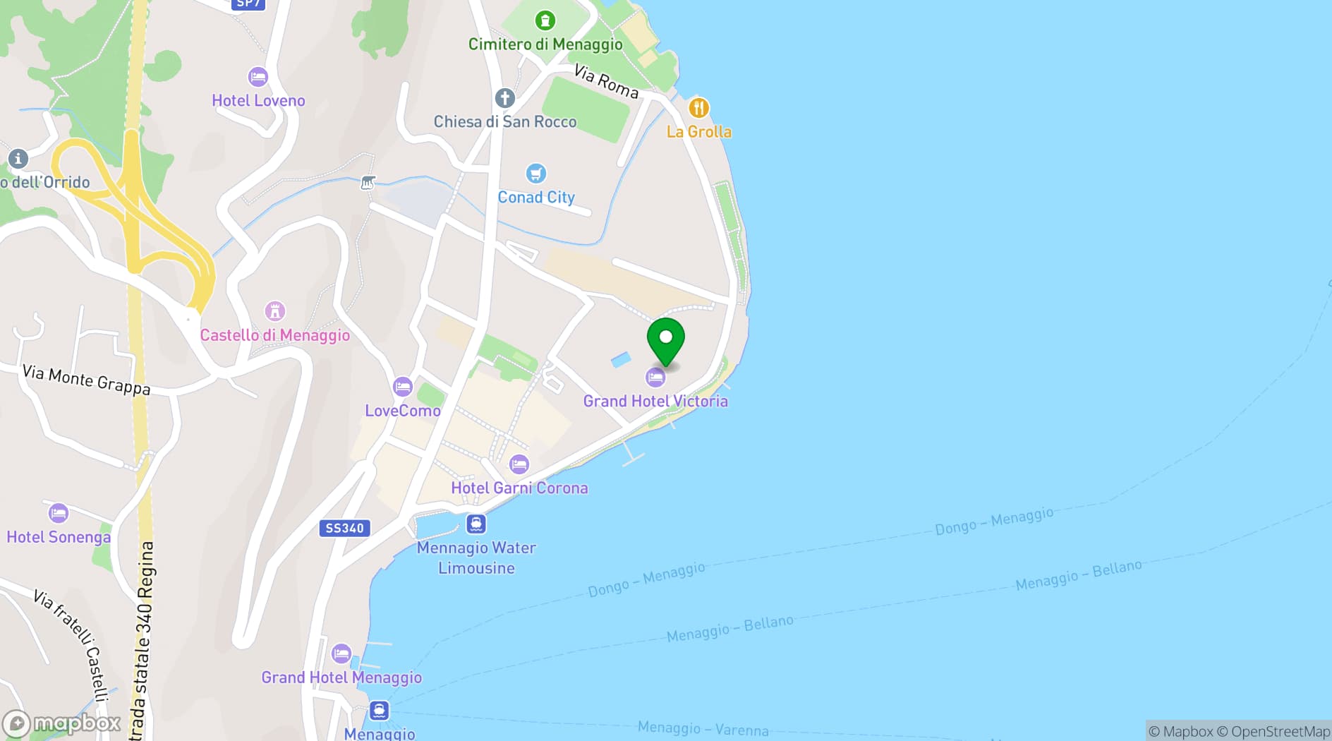Map showing Grand Hotel Victoria