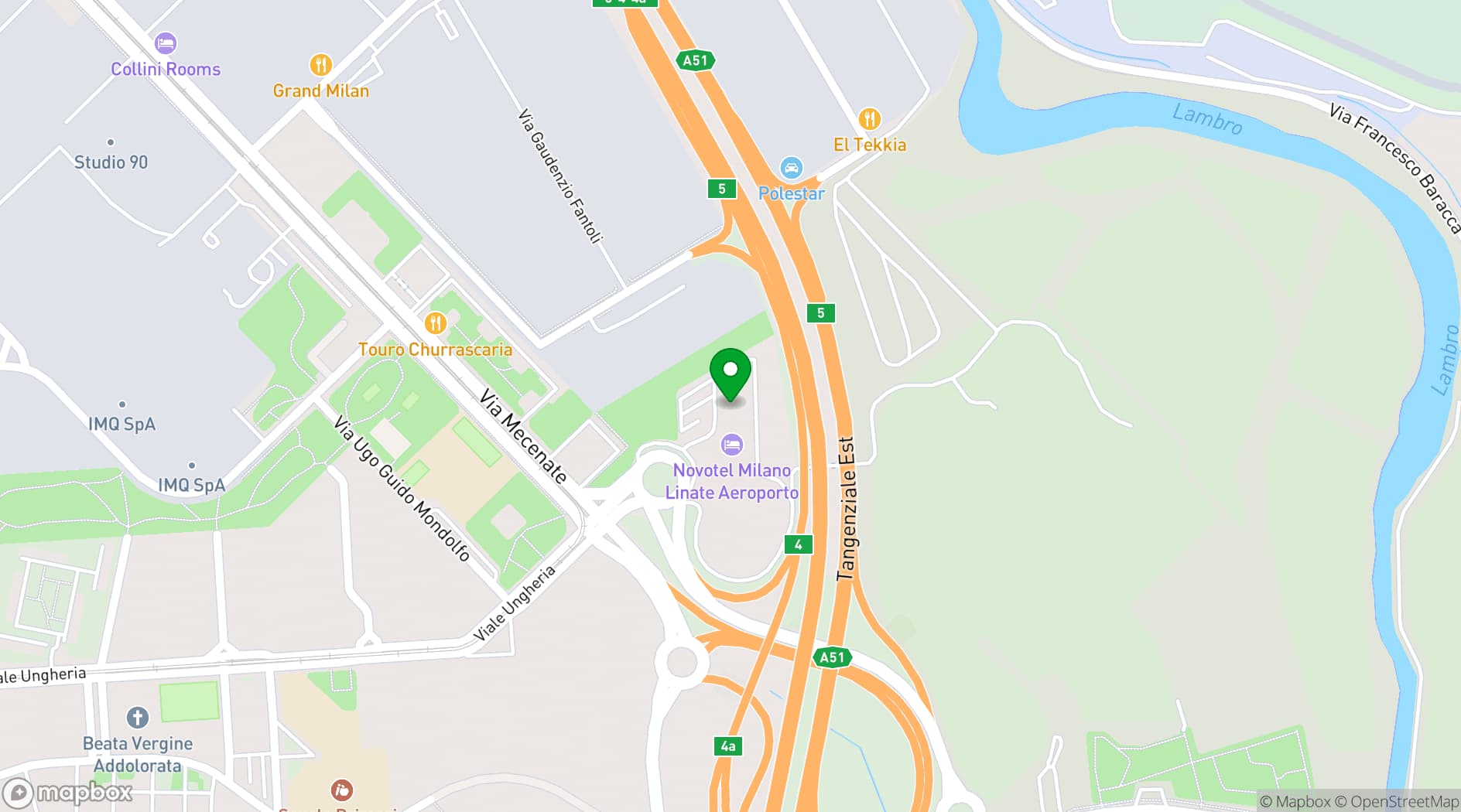 Map showing Novotel Milano Linate Aeroporto