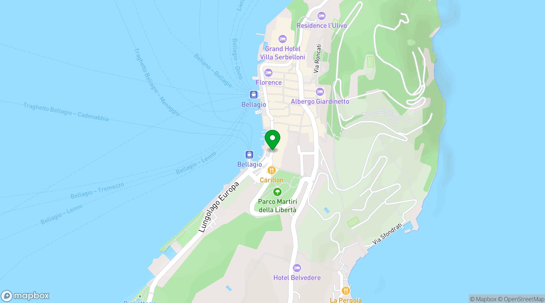 Map showing I Giardini di Villa Melzi