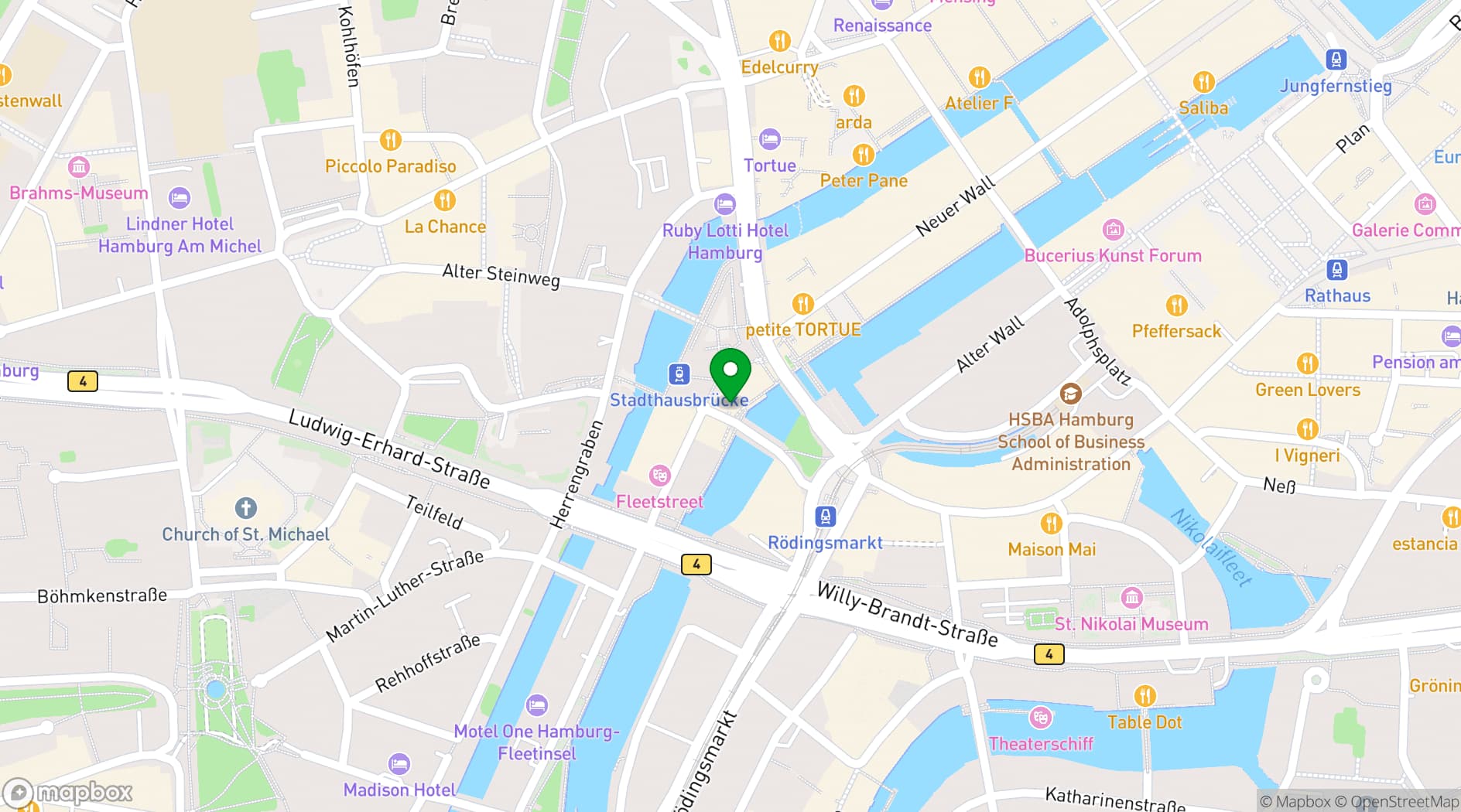 Map showing Steigenberger Hotel Hamburg