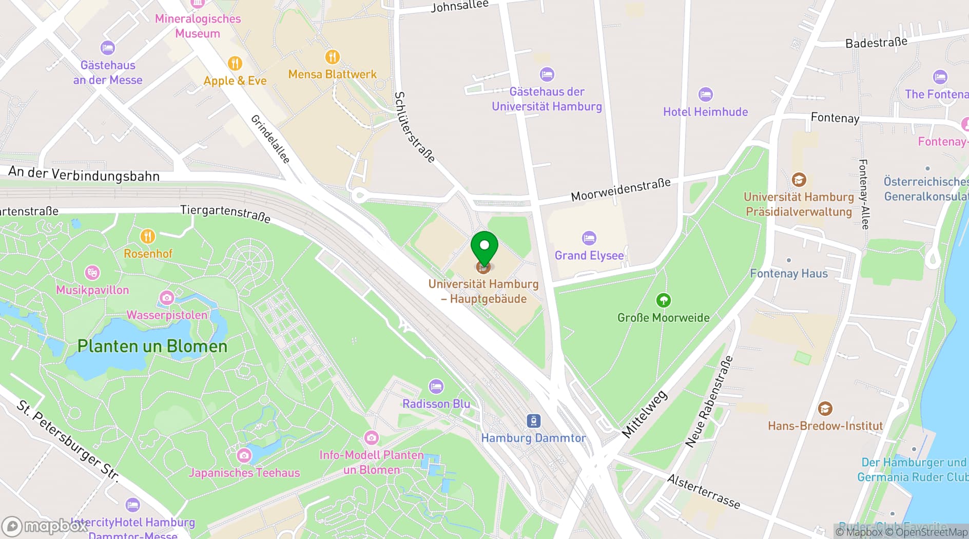 Map showing Universität Hamburg