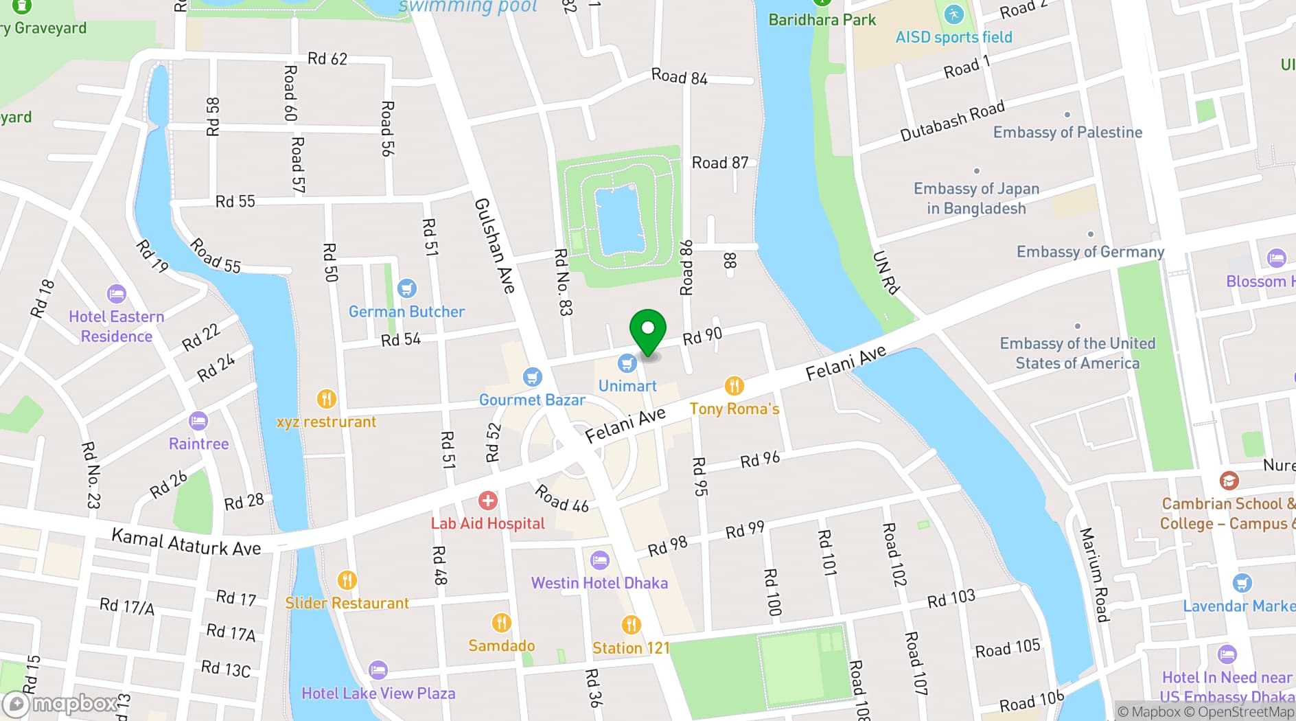 Map showing Hotel Bengal Blueberry