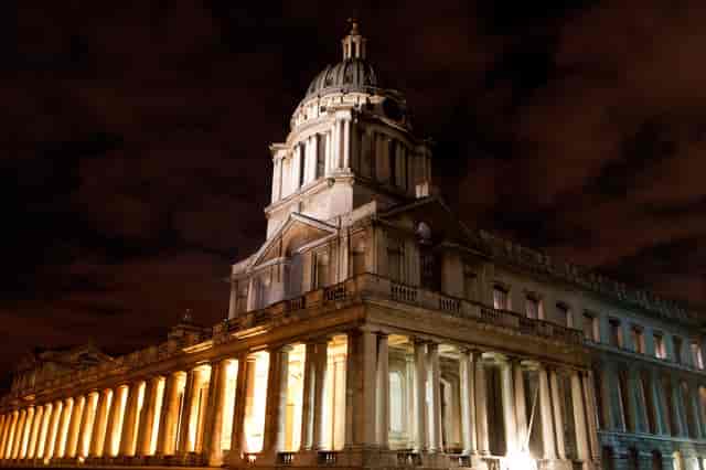 Painted Hall at night, a stunning venue for upscale events and weddings.