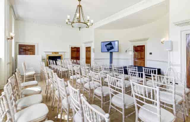 Navy Board Rooms at Somerset House with elegant Chiavari chairs for corporate events.