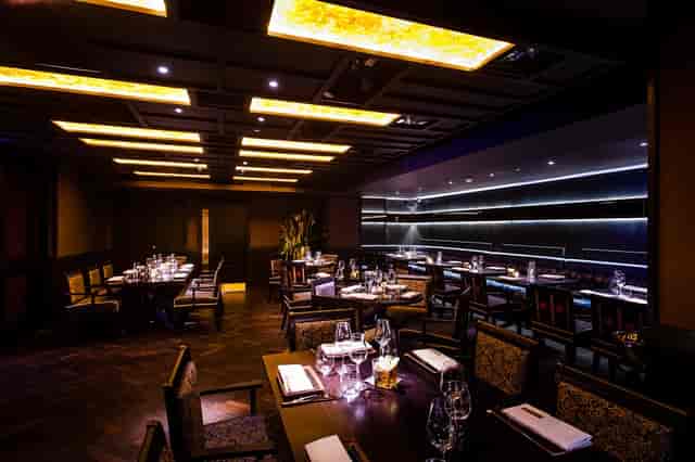Private dining room at Buddha Bar London, elegant setting for corporate events and gatherings.