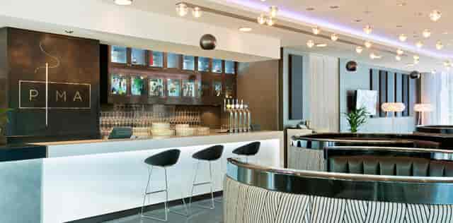 Sleek PIMA Bar in Hilton Liverpool, ideal for networking events and cocktail receptions.