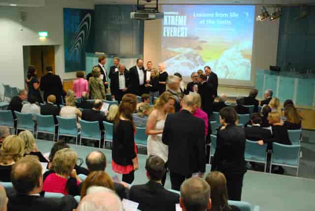 Squire Theatre gala with formal guests, "Extreme Everest" theme, networking event.