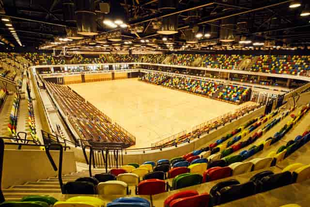 Copper Box Arena interior with tiered seating, ideal for events and conferences.