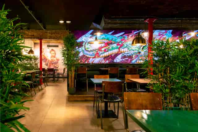 Vibrant Yuu Kitchen in ICE BAR London, ideal for creative meetings and events.