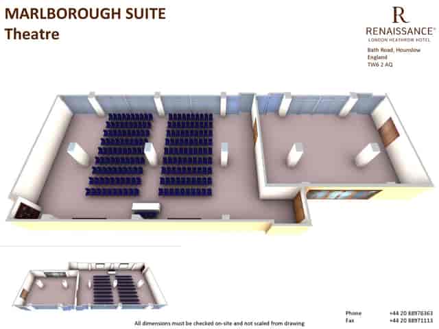 Marlborough Suite at Renaissance London Heathrow: theater-style meeting room for conferences.