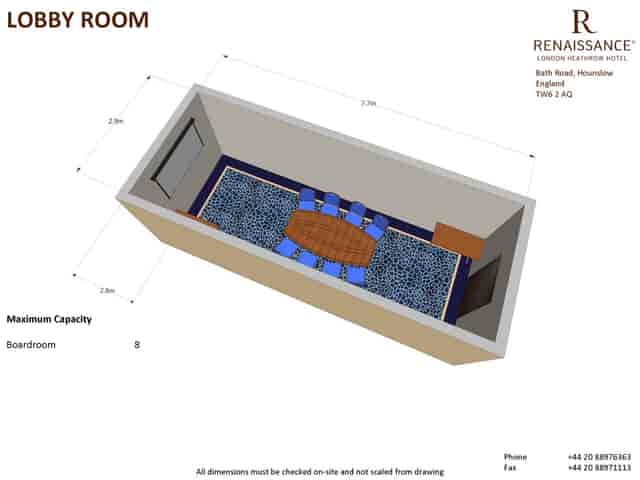 Lobby Room 2 at Renaissance London Heathrow Hotel, oval table for corporate meetings.