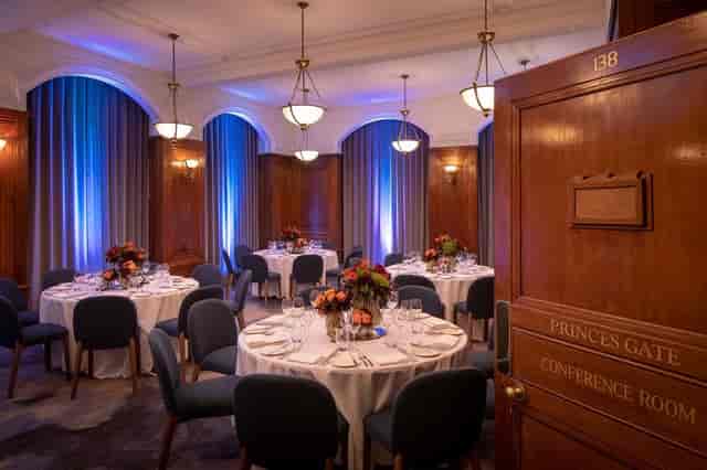 Elegant conference room dinner, formal event, 30 Euston Square.