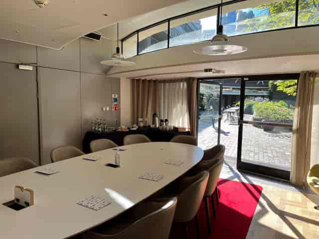 Terrace Boardroom in London Museum Spaces, oval table setup for meetings and workshops.