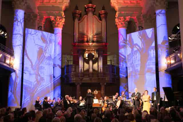 Main Hall in Sinfonia Smith Square with orchestra, ideal for gala events and cultural presentations.