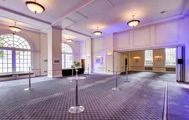 Snow Room in BMA House: elegant event venue with large windows for corporate meetings and receptions.