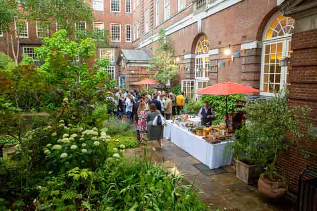 Garden reception BMA House, string lights, event