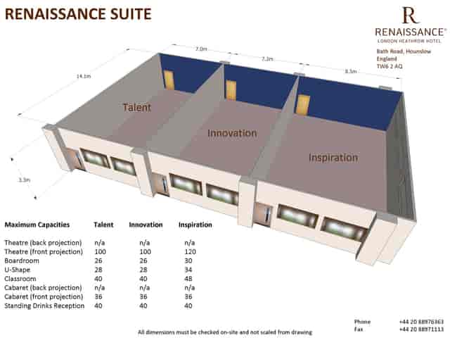 Inspiration Room floor plan at Renaissance London Heathrow Hotel for versatile events.