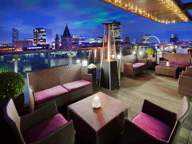 Sky Lounge rooftop venue at DoubleTree Manchester, ideal for upscale events and gatherings.