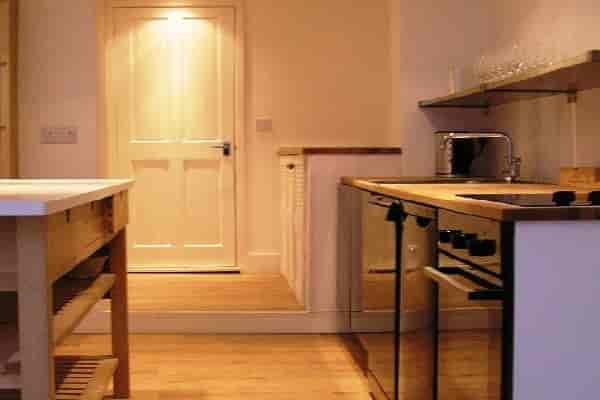 Modern kitchen in White Hart Wine Room, ideal for catering events and workshops.