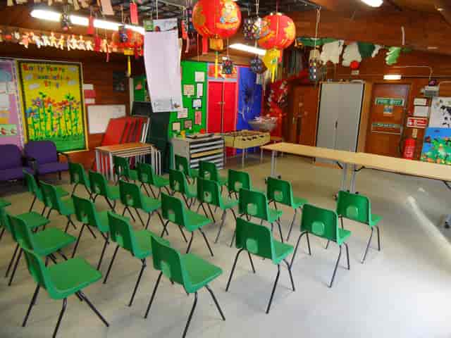 Fortune Green Play Centre Room 1: Classroom space for event hire and theatre-style presentations.