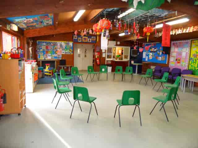 Circle-style community room at Fortune Green Play Centre for workshops and brainstorming sessions.