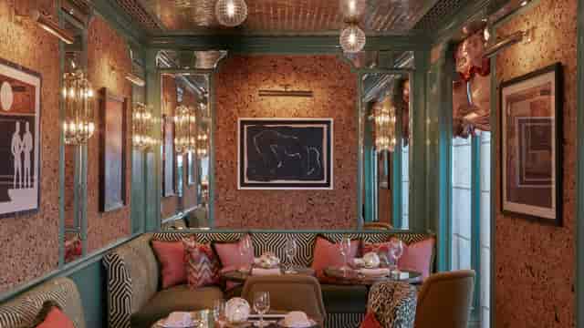 Stylish dining space at The Crimson Bar, ideal for networking dinners and private events.