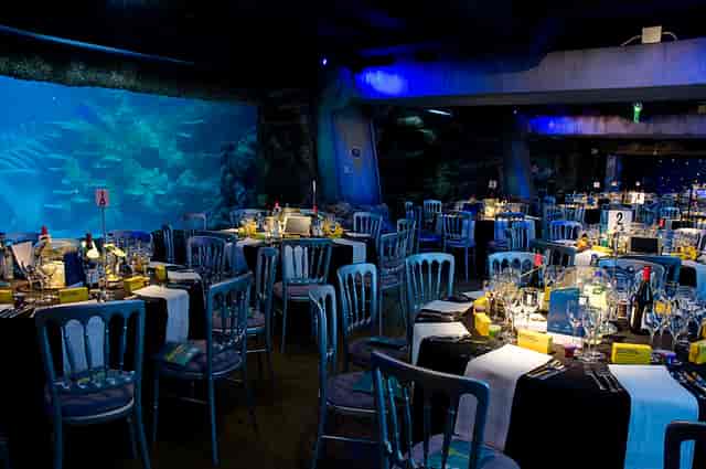 Elegant dining area in SEA LIFE London Aquarium, perfect for events and gatherings.