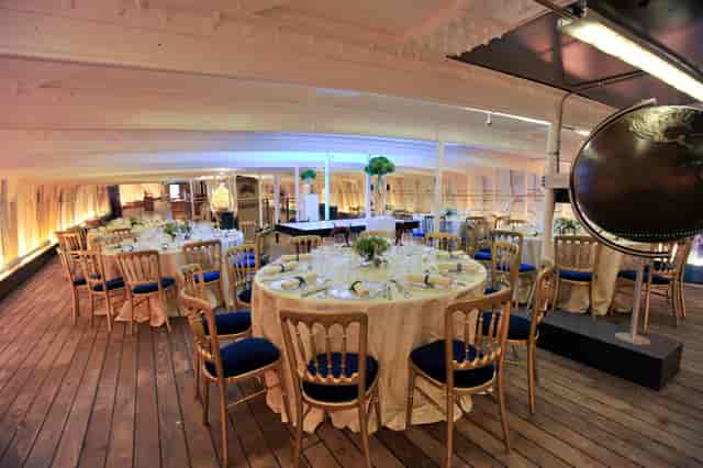 Elegant dining area on Cutty Sark, perfect for upscale events and intimate gatherings.