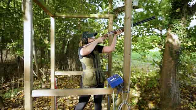 Participant shooting at Exclusive Use in Fennes for adventurous team-building event.