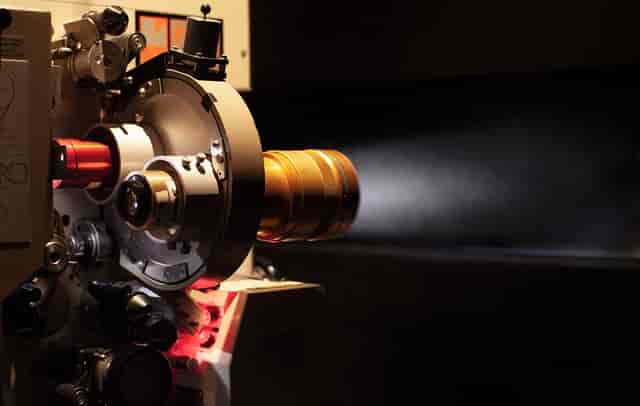 Vintage film projector at The Venue, enhancing audiovisual quality for memorable events.