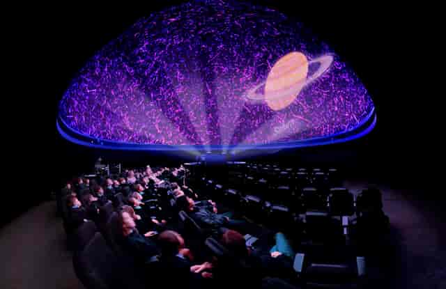 Whole Venue at Peter Harrison Planetarium with curved dome for immersive events and presentations.