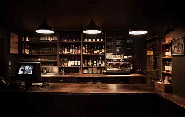 Stylish bar at Close-Up Film Centre, perfect for networking events and gatherings.