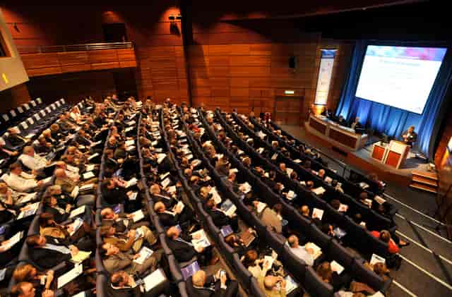 Fintry Auditorium at EICC during a well-attended conference with clear visibility.