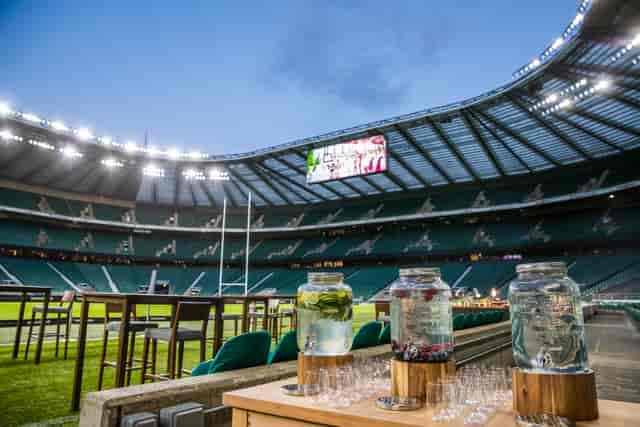 Allianz Stadium Players' Tunnel with elegant drink stations for corporate events.