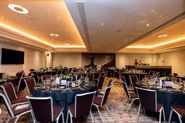 Shakespeare Suite at Allianz Stadium, Twickenham, set for a formal dinner event.