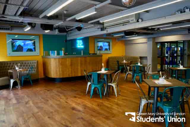 Main Room at Drapers Bar & Kitchen: modern event space for social gatherings and workshops.