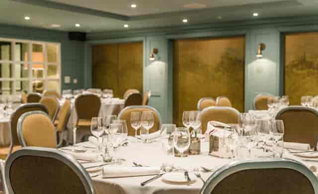 Elegant dining room at The Hubs, perfect for corporate events and intimate gatherings.