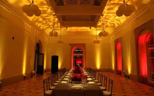 Elegant Grand Saloon at Tate Britain, set for formal dinner events with floral decor.