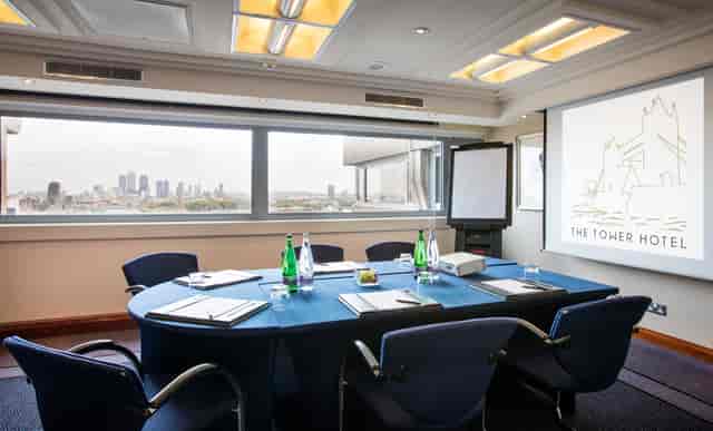 Resolution Suite at The Tower Hotel with round table, ideal for corporate meetings and events.