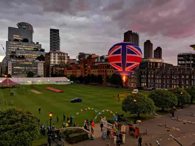 Hot air balloon at Artillery Garden, perfect for corporate events and celebrations.
