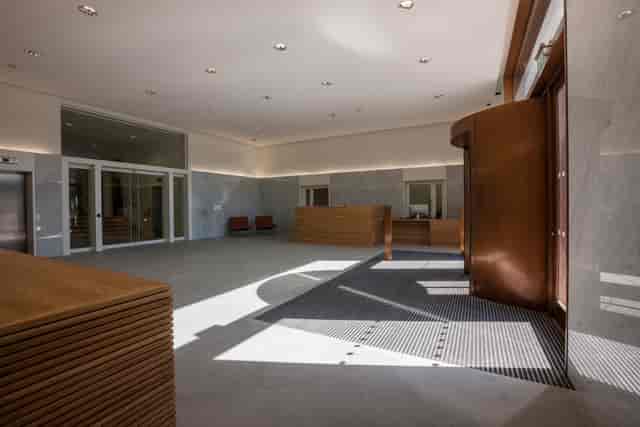 Nelson Mandela Lecture Theatre lobby, modern design for corporate events at Oxford.