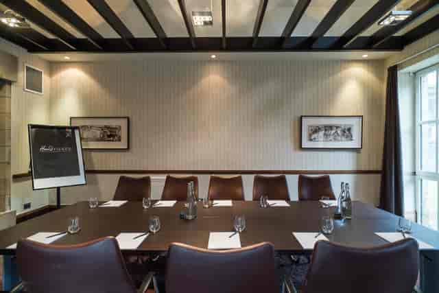 Boardroom at Norton House Hotel: classic leather chairs for professional business meetings.