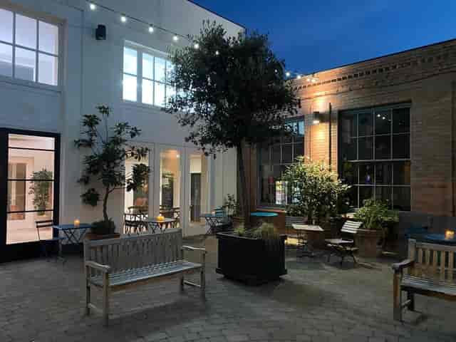 Charming outdoor venue at Fazeley Studios for intimate gatherings and cocktail receptions.