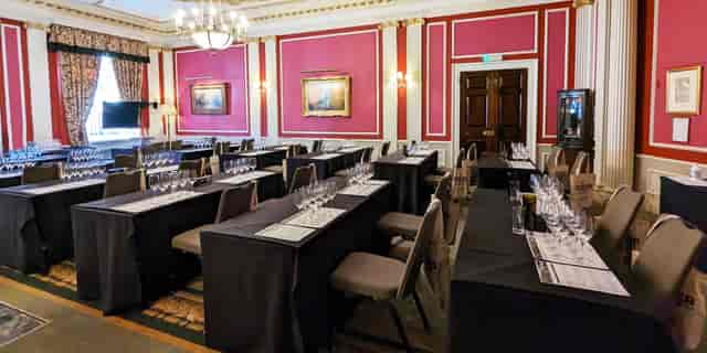 Caledonian Club wine tasting event setup.